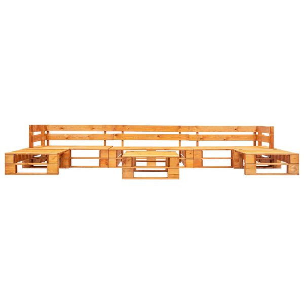 vidaXL 6-daļīgs pale&scaron;u dīvāna komplekts, medus brūns koks