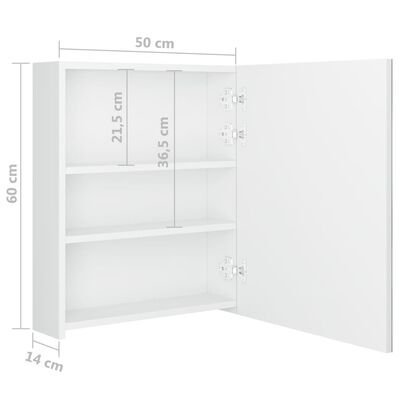 vidaXL vannasistabas skapītis ar spoguli un LED, balts, 50x14x60 cm