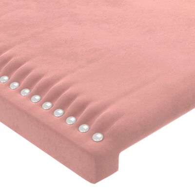 vidaXL gultas galvgalis ar LED, 103x16x118/128 cm, rozā samts