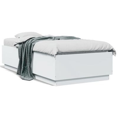 vidaXL gultas rāmis, balts, 75x190 cm, inženierijas koks