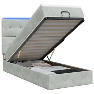 vidaXL Otomāna gulta ar matraču un LED Gai&scaron;i pelēka 80 x 200 cm Samts