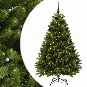 vidaXL Mākslīgā Ziemassvētku egle, gai&scaron;i zaļa, ar eglī&scaron;u bumbām 120 cm