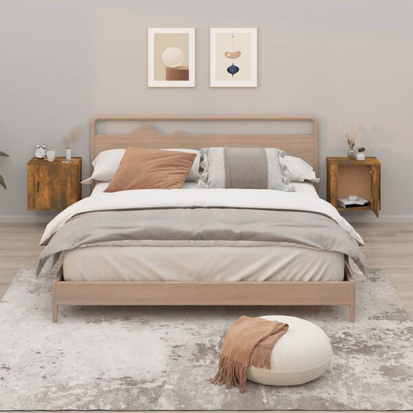 vidaXL sienas naktsskapīši, 2 gab., ozolkoka krāsa, 50x30x47 cm