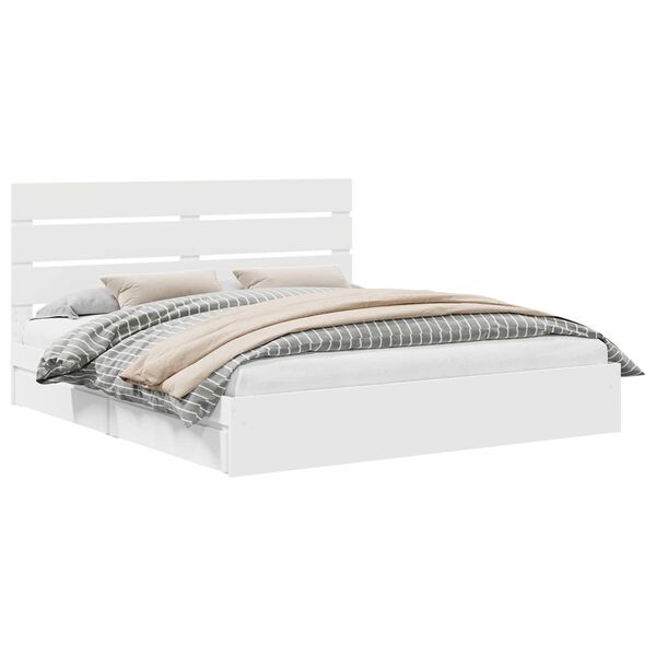 vidaXL Glabā&scaron;anas gulta Balts 200 x 200 cm Inženierijas koks