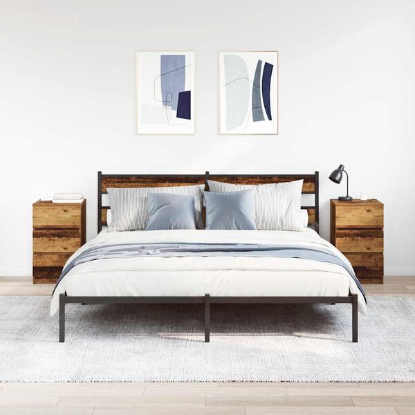 vidaXL Naktsskapītis ar 3 atvilktnēm, 2 gab., veca koka, 38x34x80 cm