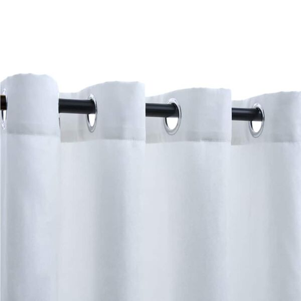 vidaXL biezie aizkari ar metāla riņķiem, 2 gb., pelēkbalti, 140x225 cm