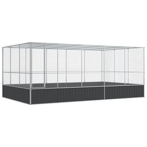 vidaXL putnu māja, sudraba krāsa, 518x307x212 cm, tērauds