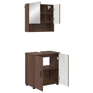 vidaXL Vannas istabas mēbeļu komplekts ar durvīm 2 pcs Brūns ozols