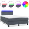 vidaXL atsperu gulta ar matraci, LED, tum&scaron;i pelēka samts, 120x210 cm