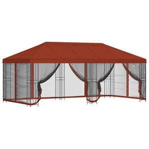 vidaXL Paviljons ar sānu sienām 6 x 3 m Sarkanbrūns
