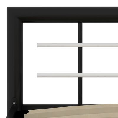 vidaXL gultas rāmis, melns ar baltu, metāls, 160x200 cm