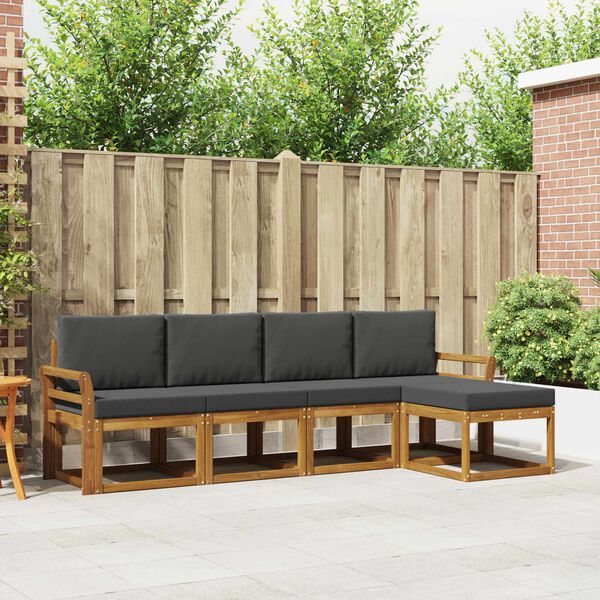 vidaXL Āra dīvānu komplekts ar spilvenu 5 pcs Dabisks un antracīts