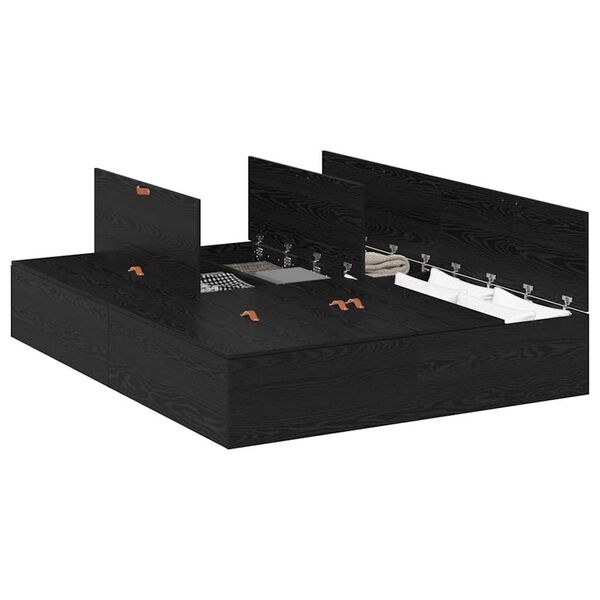 vidaXL Gultas ar uzglabāšanas vietu Melns ozolkoks 140 x 190 cm