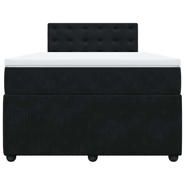 vidaXL atsperu gulta ar matraci, melns samts, 120x190 cm