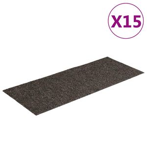 vidaXL kāpņu paklājiņi, pa&scaron;līmējo&scaron;i, 15 gab., 60x25 cm, antracīta krāsā, taisnstūrveida