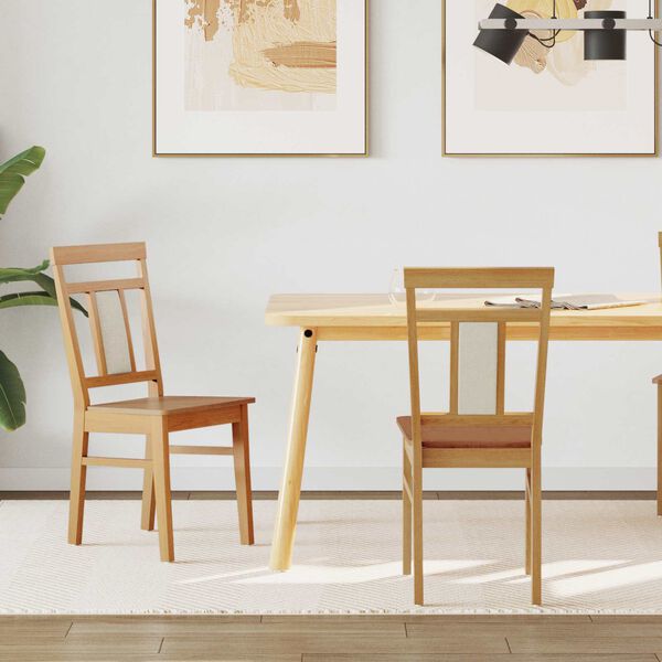 vidaXL Ēdamistabas krēsls 2 pcs Dabiska Ciets gumijas koks