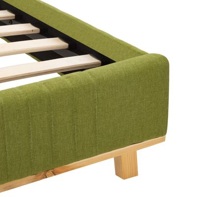 vidaXL gultas rāmis ar LED, zaļš audums, 160x200 cm