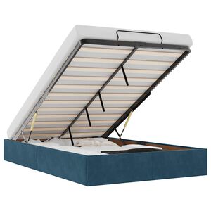 vidaXL Osmaņu gultas rāmis bez matrača tum&scaron;i zils 120x200 cm samts