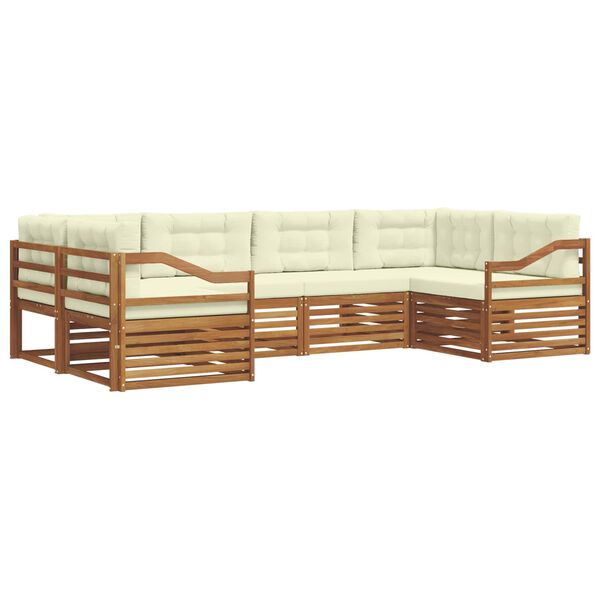 vidaXL Dīvāna komplekti 6 pcs Dabisks un krējuma Cietā akācijas koks