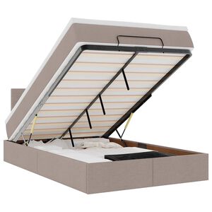 vidaXL Osmaņu gulta ar matraci&LEDs, pelēkbrūns, 120x190 cm, audums