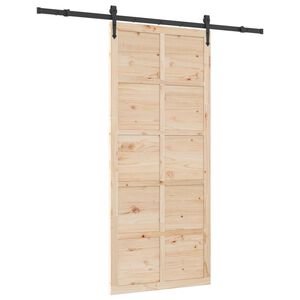 vidaXL Slīdo&scaron;ās durvis Dabiska 90 x 208 cm Priedes masīvkoks