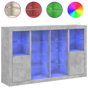 vidaXL kumodes ar LED apgaismojumu, 3 gab., betona pelēks
