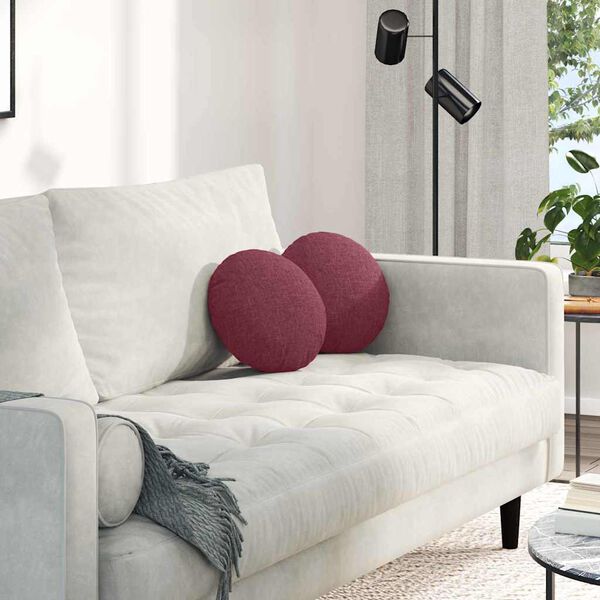 vidaXL Sēdvietas spilventiņi 2 pcs Vīna sarkans &Oslash;30 x 13 cm audums