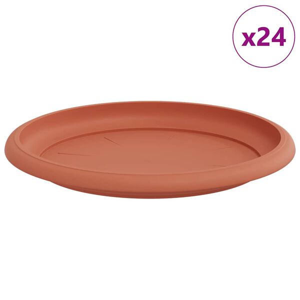 vidaXL Apaļa Ziedu Palete 24 pcs Ķieģeļu sarkans &Oslash; 14 x 2 cm Plastmasa