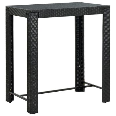vidaXL dārza bāra galds, melns, 100x60,5x110,5 cm, PE rotangpalma