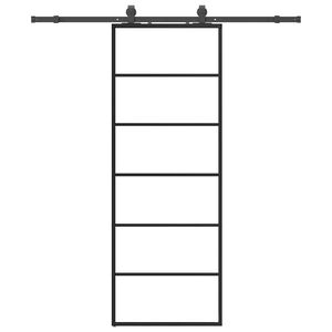 vidaXL bīdāmās durvis ar stiprinājumiem, melns, stikls, 76x205 cm