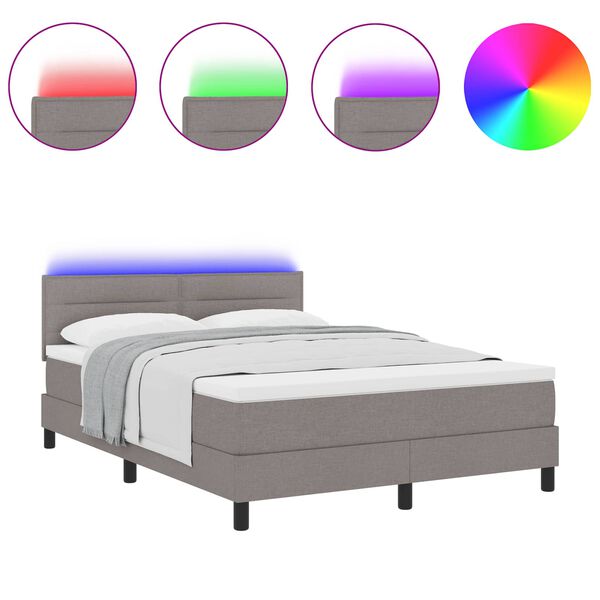 vidaXL Kastītes atsperu gulta Pelēkbrūna 140 x 200 cm audums