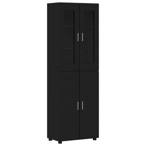 vidaXL Augstais skapītis ar plauktu FLORIN Melna 60 x 35 x 182 cm