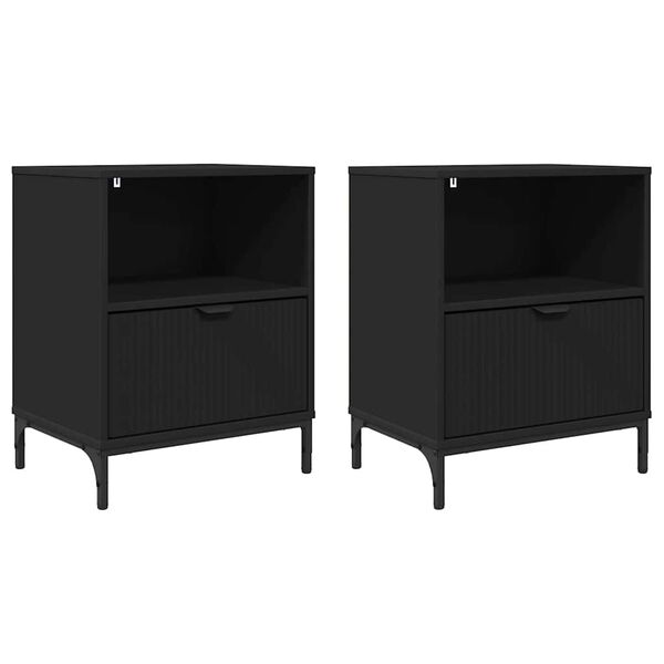 vidaXL Nakts skapītis 2 pcs Melna 49 x 36 x 61 cm Inženierijas koks