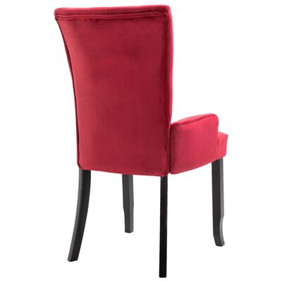 vidaXL virtuves krēsls ar roku balstiem, sarkans samts