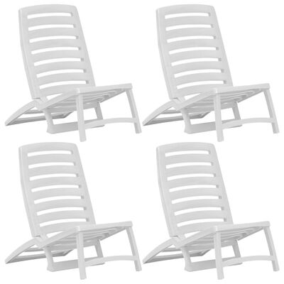 vidaXL salokāmi pludmales krēsli, 4 gab., balta plastmasa