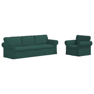 vidaXL Dīvāns 2 pcs Tum&scaron;i zaļ&scaron; 245 x 82 x 80 cm audums
