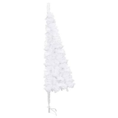 vidaXL mākslīgā Ziemassvētku egle ar LED, stūra, balta, 150 cm, PVC