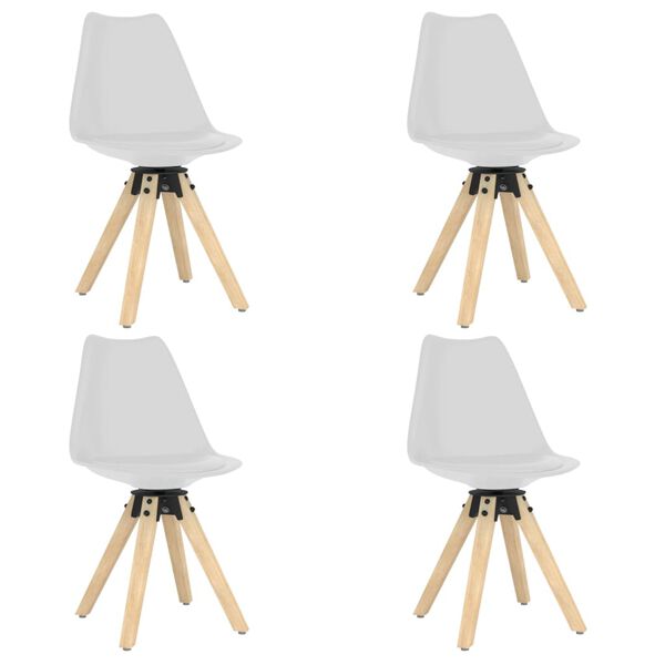 vidaXL grozāmi virtuves krēsli, 4 gab., balta plastmasa