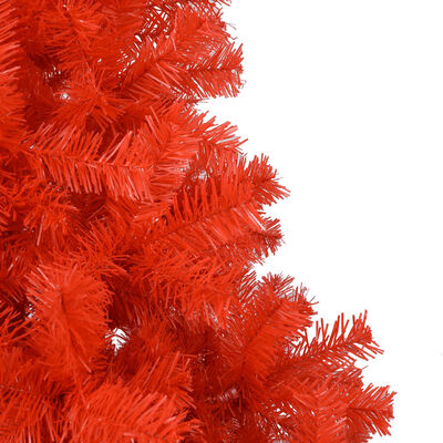vidaXL mākslīgā Ziemassvētku egle ar statīvu, LED, sarkana, 180cm, PVC