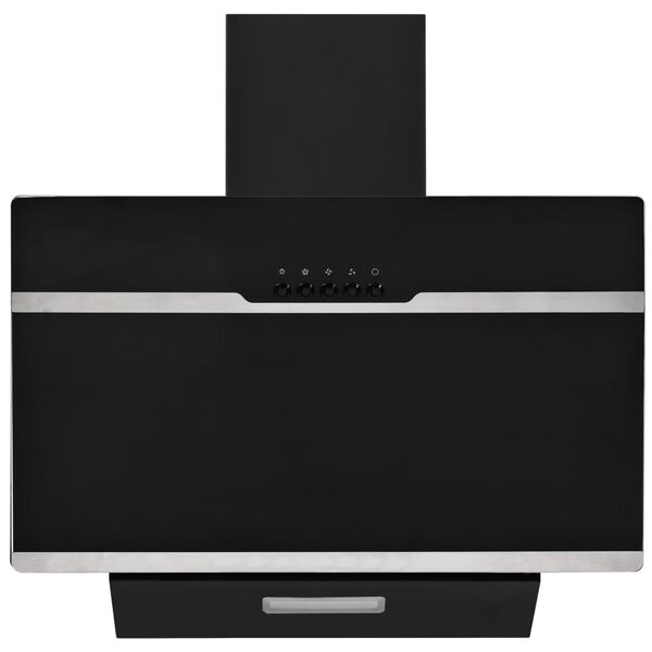 vidaXL tvaika nosūcējs, 60 cm, tērauds, rūdīts stikls, melns