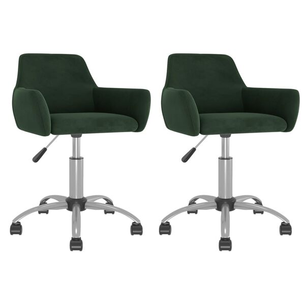 vidaXL grozāmi virtuves krēsli, 2 gab., tum&scaron;i zaļ&scaron; samts