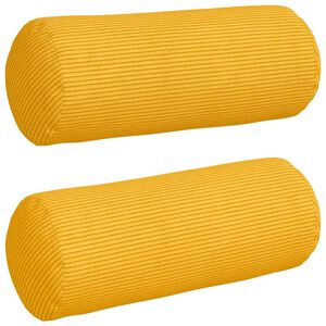 vidaXL Spilveni 2 pcs Gai&scaron;i dzeltena &Oslash; 15 x 40 cm Korduroja audums