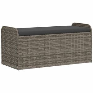 vidaXL sols/mantu kaste ar matraci, 115x51x52cm, pelēka PE rotangpalma