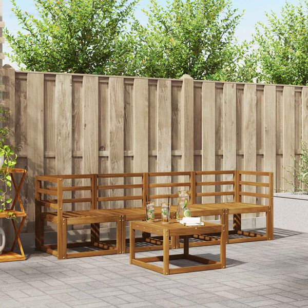 vidaXL Āra dīvānu komplekts 5 pcs Dabiska Cietā akācijas koks