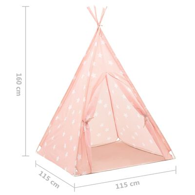 vidaXL bērnu telts ar somu, vigvama forma, rozā, 115x115x160 cm
