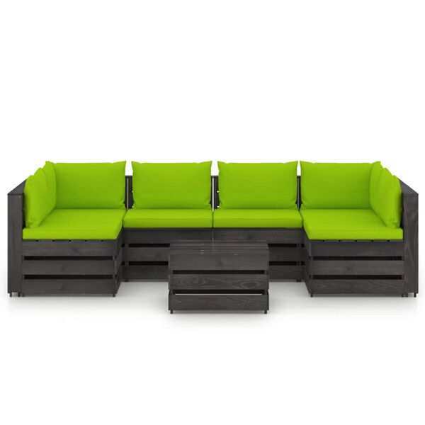 vidaXL 7-daļīgs dārza atpūtas mēbeļu komplekts, impregnēts koks