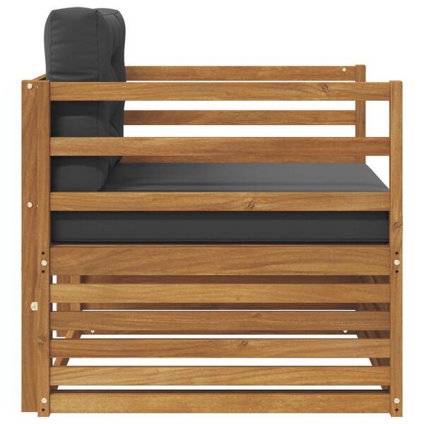 vidaXL Āra dīvānu komplekts Cieta akācijas koks un poliesters Dabiska