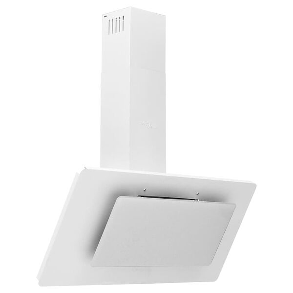 vidaXL tvaika nosūcējs, 90 cm, tērauds, rūdīts stikls, balts