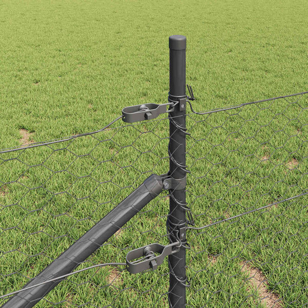 vidaXL Žoga āķis Pelēka 50 x 0,8 m (36 mm siets) Tērauds un PVC