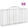 vidaXL arkveida gabiona grozi, 6 gb., 200x30x100/120cm, cinkota dzelzs